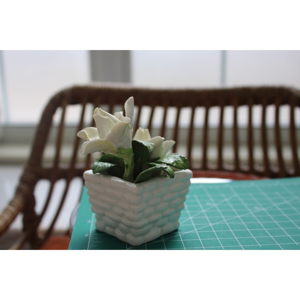 Radnor Bone China Figurine White Flowers‎ Green Leaves Basket Staffordshire - Picture 9 of 14